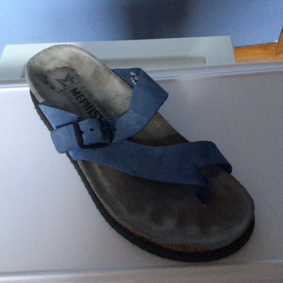Blue suede Mephisto Helen Sandals size 37 - Picture 6 of 12